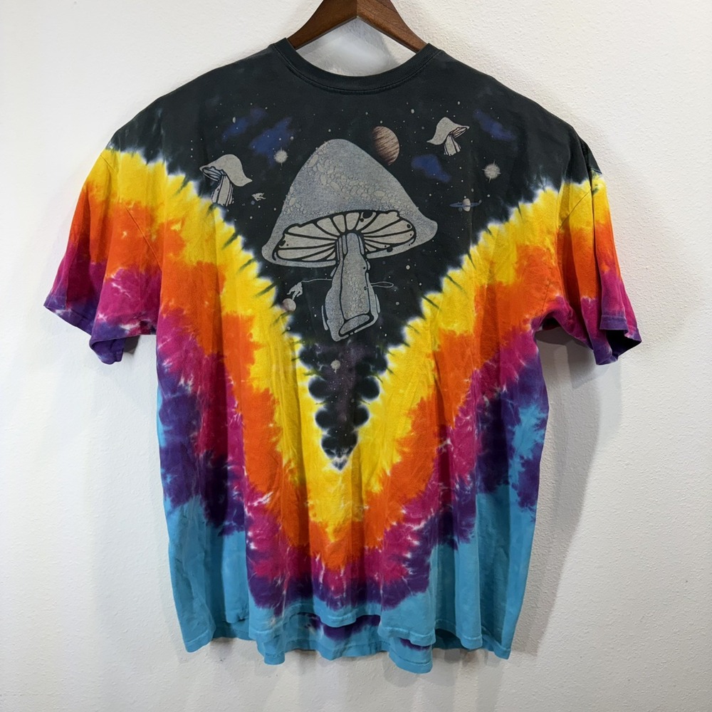 Liquid Blue Mushroom Space Tie Dye T-Shirt Mens 5XL Astronaut Trippy Art AOP